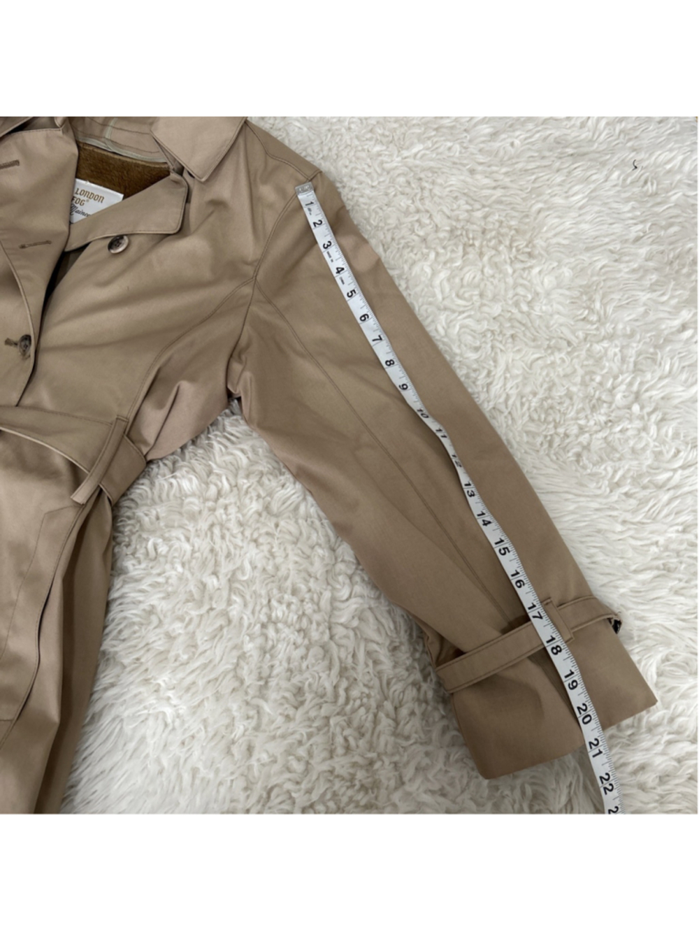 London Fog Womens 6 Petite Beige Vintage DBL Breasted Trench Coat - Picture 15 of 16